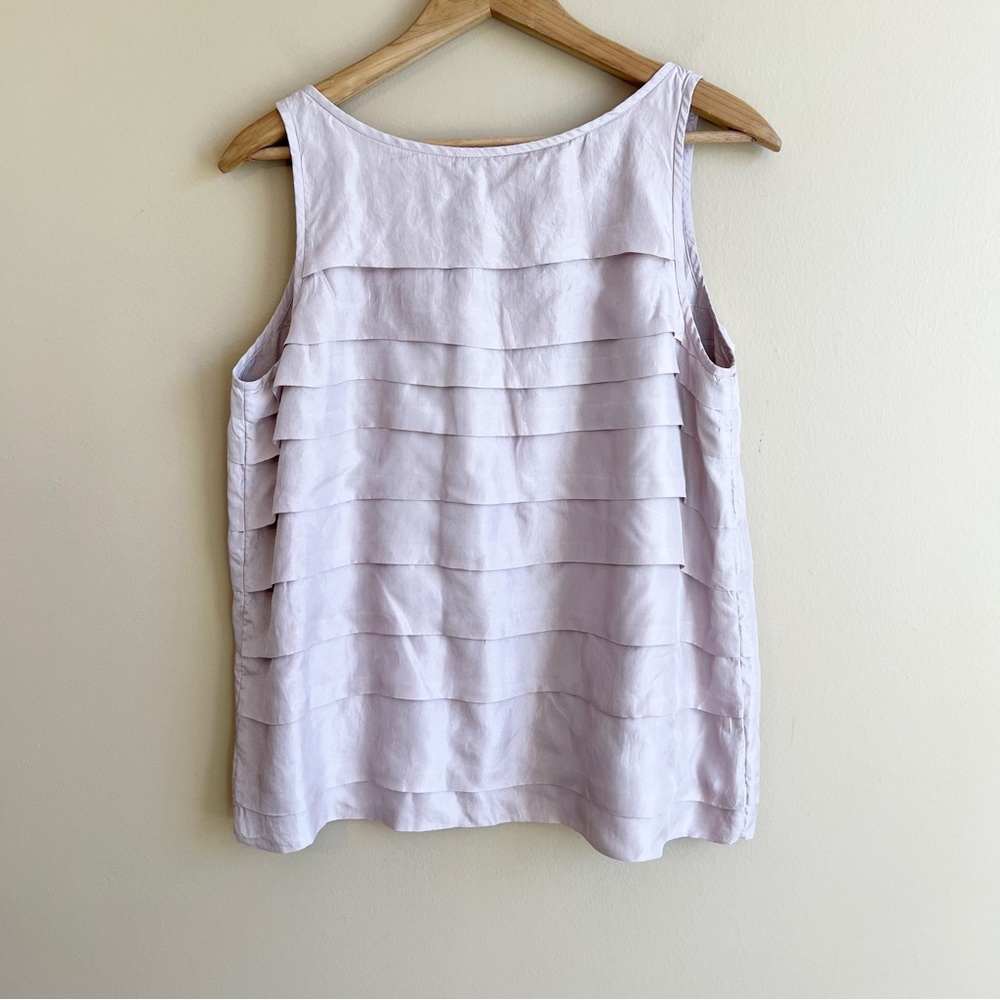 EILEEN FISHER 100% Silk Tank Top Size Petite Medium mauve ruffle dressy - Picture 3 of 6